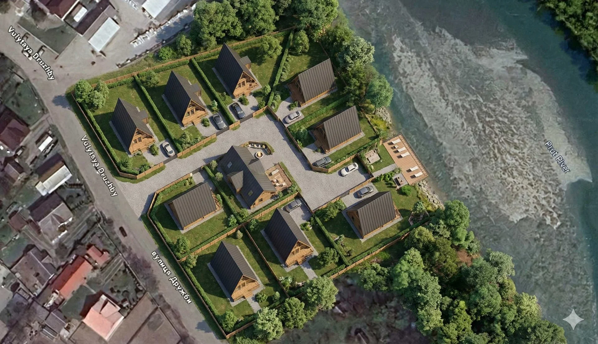 Варіант котеджного містечка на продаж — денний вигляд, Івано-Франківська область